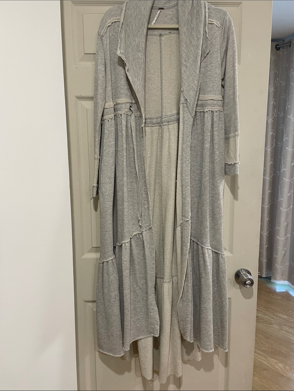 Free People Gray Maxi Tiered Open Cardigan